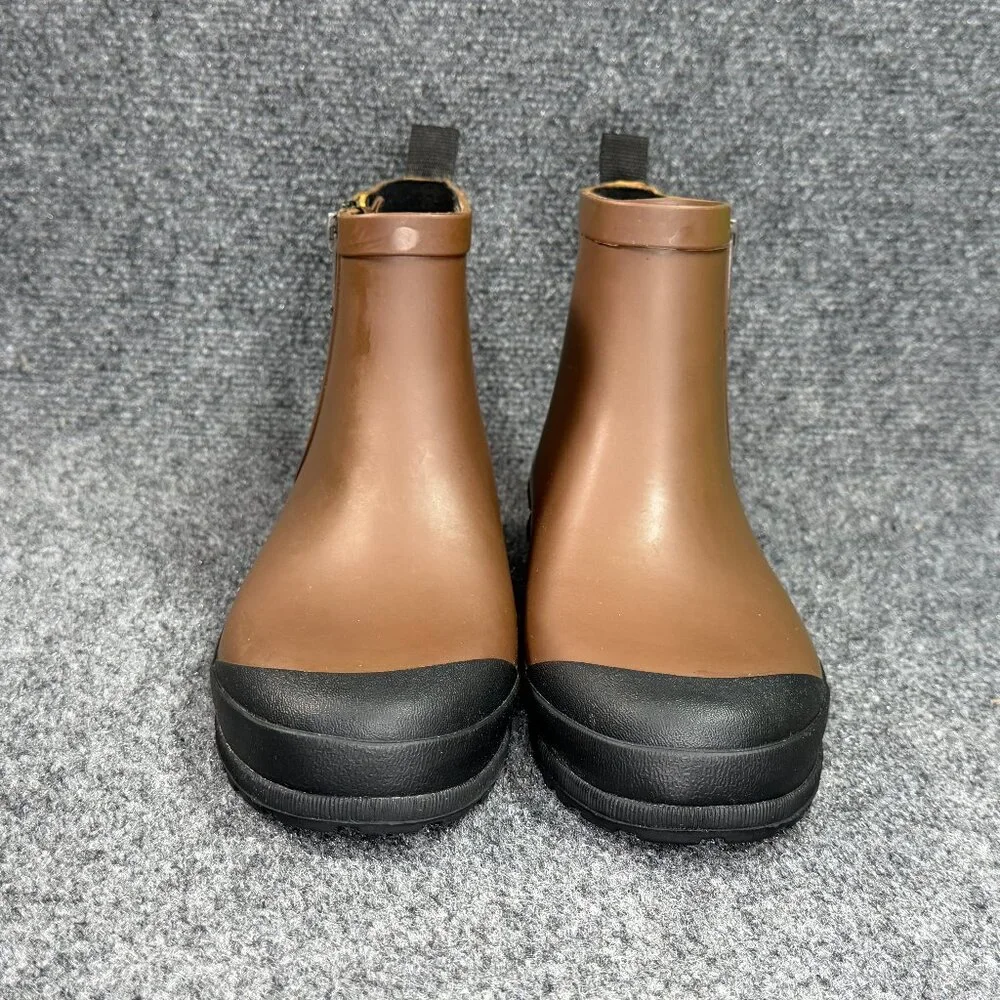 Madewell Zip-Up Lugsole‎ Rain Boots Women's Size 8 Brown Rubber Waterproof Shoes